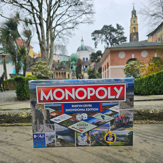 The Snowdonia Edition Monopoly board photographed in Portmeirion